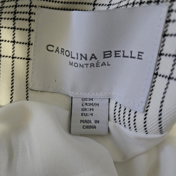 CAROLINA BELLE MONTREAL open front grey/ white long blazer/jacket. Size Medium - Picture 8 of 10